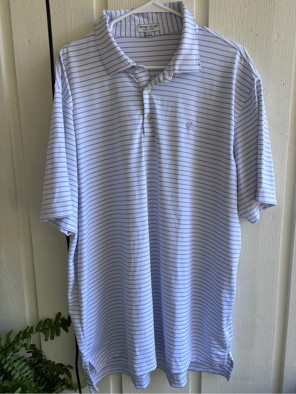Peter Millar Summer Comfort Light Blue and Navy Striped Polo